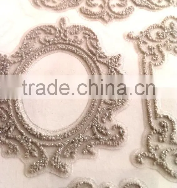 Self-Adhesive Classic Glitter Lace Foam Sticker, Elegant Decorative Shinny Glitter Sticker photo-4