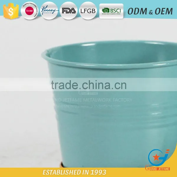 Set of 3 Galvanized Iron Powder Coating Metal Circular Pot Flower Small Decorative Pots photo-5