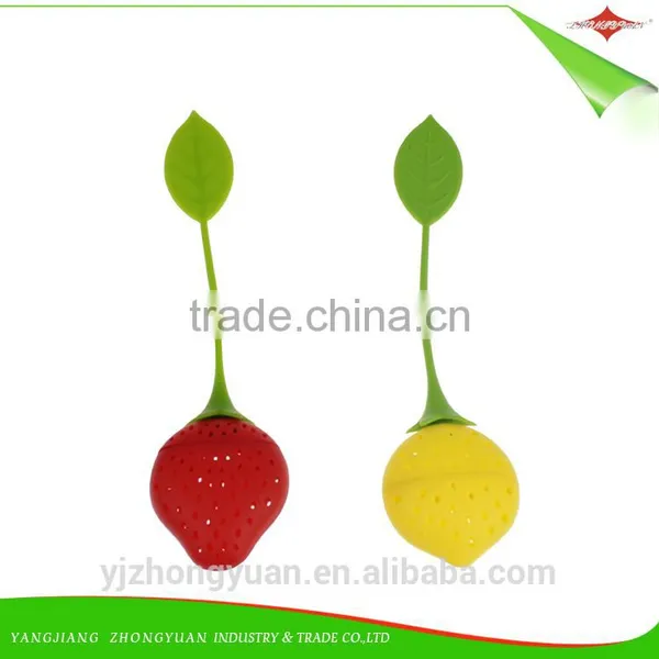 ZY-F1126 Cute Strawberry Design Silicone Tea Leaf Strainer Infuser Diffuser Filter