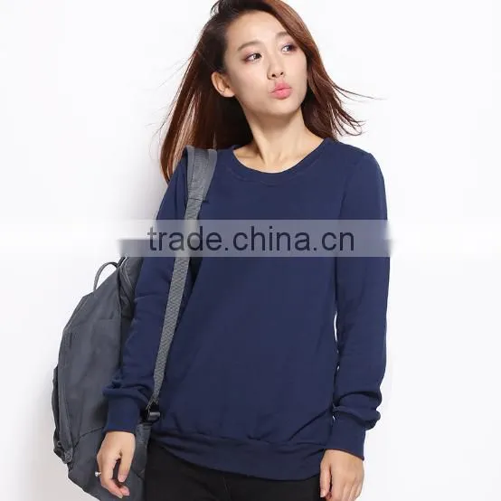 2016 Autumn Womens Casual Pullover Long Sleeve Crewneck Cotton Sweatshirt Without Hood photo-3