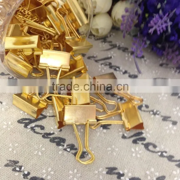 Gold Steel Binder Clip Creative Studen Stationery Office File Clip photo-2