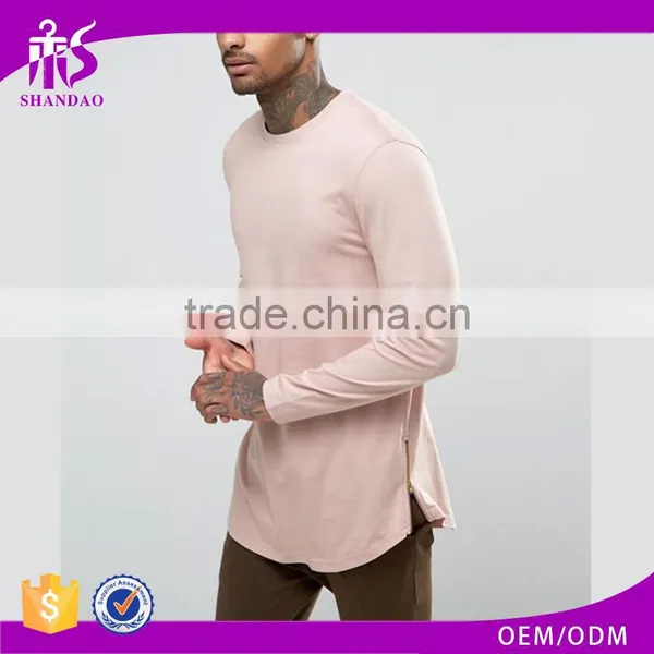 Guangzhou Shandao OEM Wholesaler Casual Summer Plain Dyed 200g 80% Cotton 20% Polyester Custom Long T Shirts