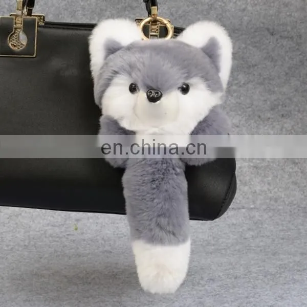 Fox Shaped Rex Rabbit Fur Keychain photo-2