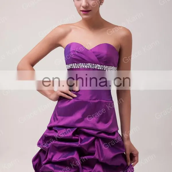 Grace Karin Girls Beautiful Sexy Off Shoulder Sweetheart Neckline Short Puffy Purple Cocktail Dresses CL3143 photo-3