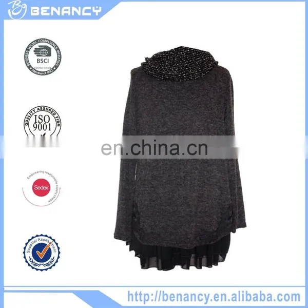 Women Tunic Pure Color Pleated Shirt With Embroidery High Neck Winter Causal Tunic Tops photo-2