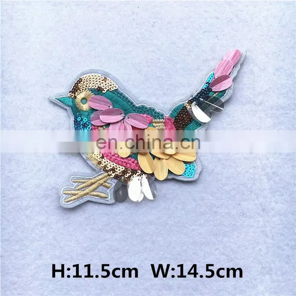 2017 The Most Popular Colorful Sequin Embroidery Patches Birds for Garment photo-6