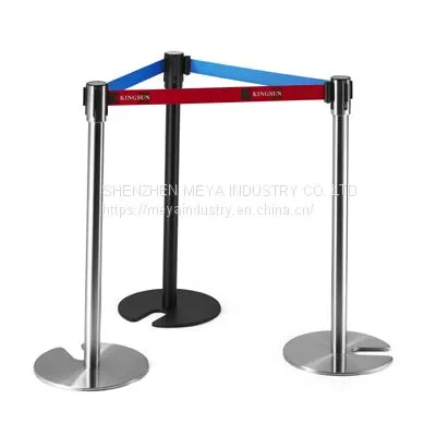 stackable retractable belt stanchion with cement bases