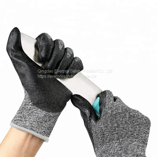 Anti Cut Level C 13G HPPE Liner PU Dipped Cut Resistant Safety Gloves With EN388 4X43C photo-5