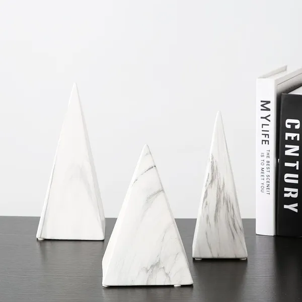 Water Transfer Printing Pyramid Figure Marble Triangular White Home Art Decoration photo-4