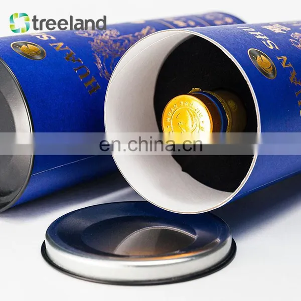 Fancy Stamping Cylinder Wine Bottle Paper Tube Boxes Metal Lid Carton Tube for Wine photo-2