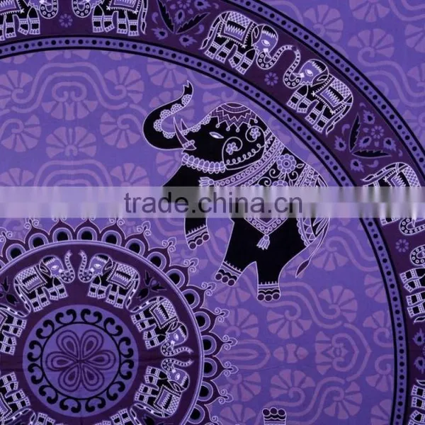 Indian Tapestry Cotton Purple Mandala Elephants Vintage Wall Hanging Art Tapestries Throw Bedsheet photo-3