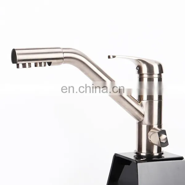 Single Handle Three Way Brass Kitchen Faucet Chrome Plated,Matte Chrome Satin Nickel Kitchen Faucet photo-3