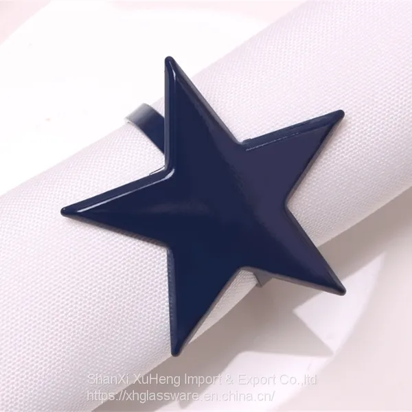 Rose Gold Silver Red White Colored Five-pointed Star Table Napkin Buckle Rings photo-4