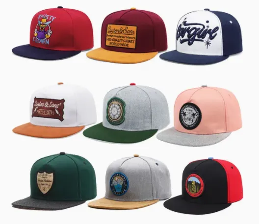 Round Patch Flat Brim Cap Custom Embroidery Hip Hop Dad hat Snapback Cap