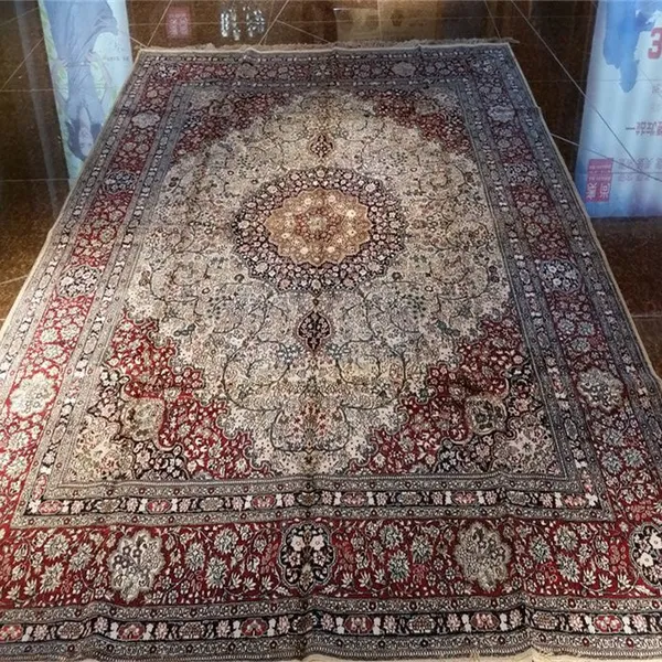8x10ft/244x305cm Red Color Hand Knotted Silk Persian for Living Room photo-2