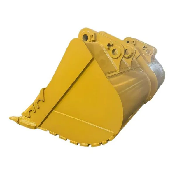 【Cubo de excavadora grande de servicio pesado para CAT 355 4.5 m3, con dientes de excavación, placas de esquina y ala, viga de caja, color amarillo.】
