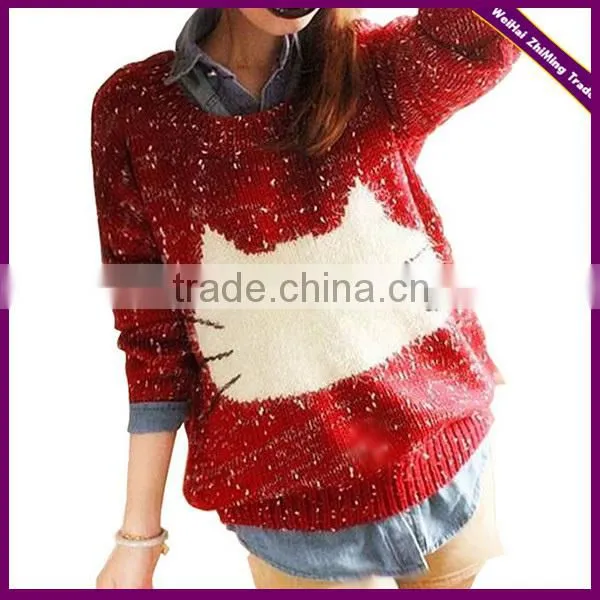 2014 NEW GIRL KOREAN LEISURE STYLE VERSATILE KNITTED FASHION HELLO KITTY SWEATER