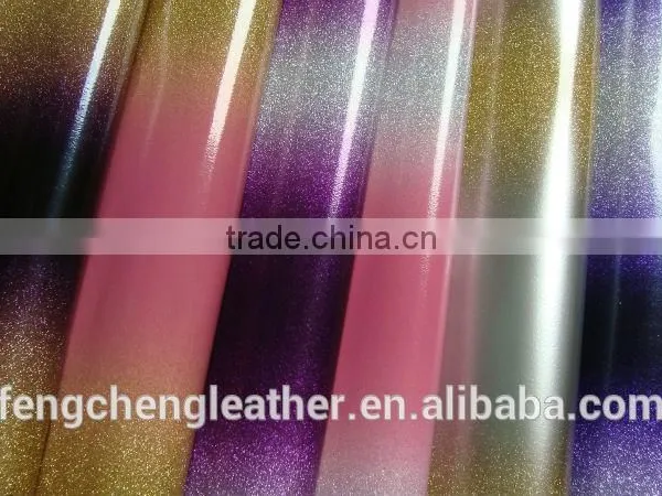 2014 Hotsale the Color Gradual Change Glitter PU Leather FC15069