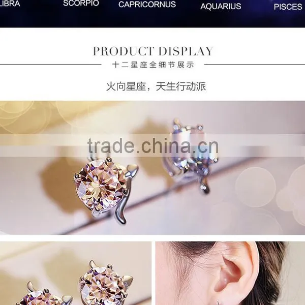 12constellation New Model Stud Earring Silver For Women Popular New Style Earrings photo-4