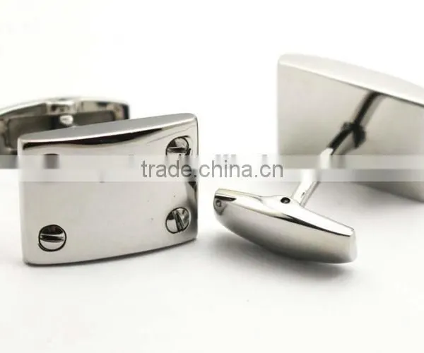 Stainless Steel Silver Rectangle Personalized Cool Cufflinks for Men photo-5