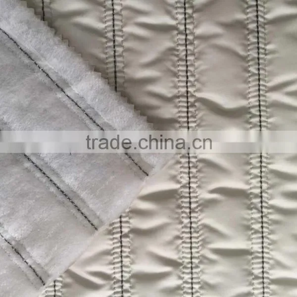 Fashion Polyester Stripe Embroidered Thermal Padded Fabric With Quilting for Down Coats/jacket photo-2