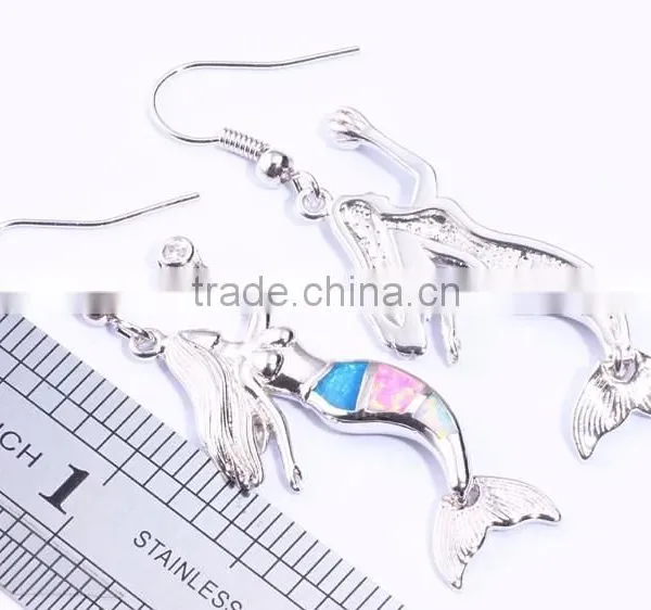 Wholesale 925 Sterling Silver Opal Long Mermaid Hook Earrings In Sterling Silver For Girls photo-3