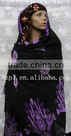 African Muslim Scarf for Women/embroidered Silk Scarf/shawl Scarf (TJ0072)