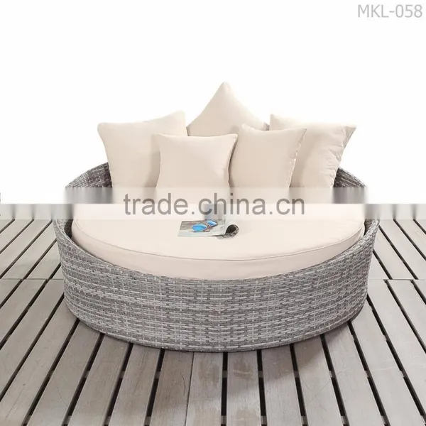 Modern Poly Rattan Wicker Patio Round Sunbed Outdoor Furniture photo-2