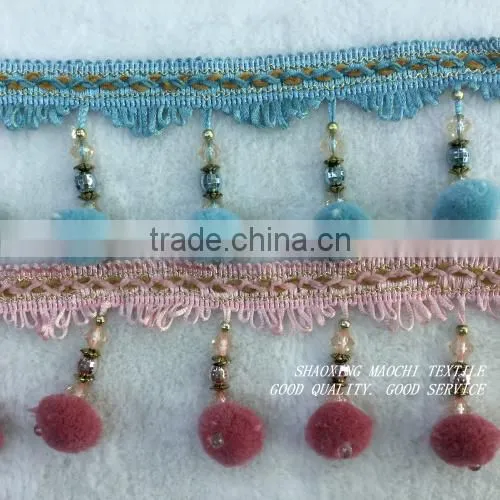 Wholesale Curtain Lace Soft Ball Tassel Fringes for Home Textile Accessory photo-3