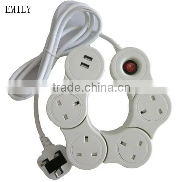 3 Outlets uk Snake Rotate Usb Power Strip photo-2