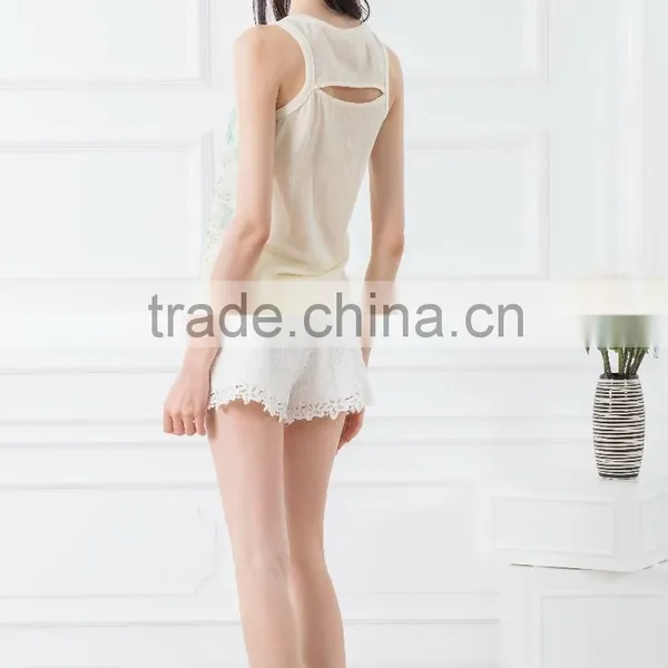 OEM Cheap Price Pictures of Ladies Suits Designs Lace Suits Tank Tops With Lace Shorts Casual Wear photo-2