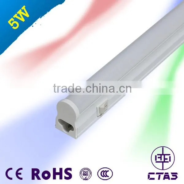 Ultral-slim Integrated Fixture t5 Led Tube 5w 300mm 500lm With Switch CE ROHS Certification