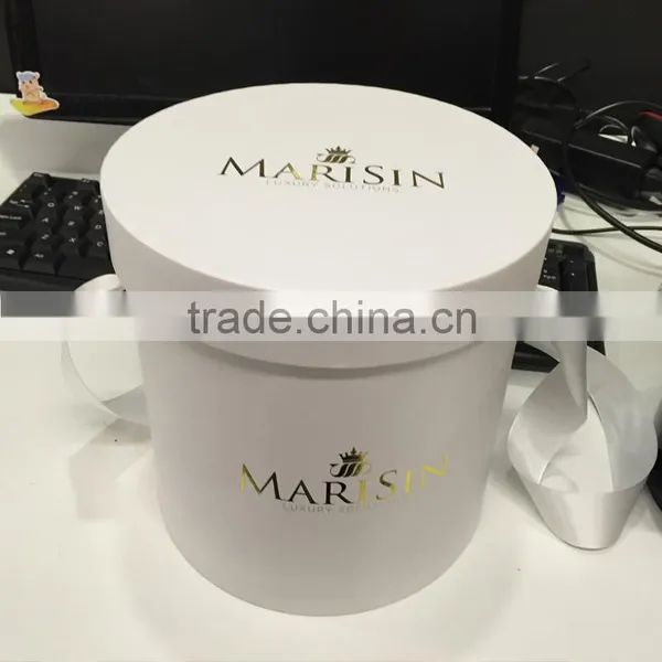 Elegant Round Flower Box With Gold Logo photo-3