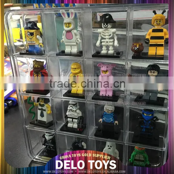 Plastic Transparent Building Blocks Mini Figures Diamond Bricks Display Case Acrylic Box 18 Lattice DE00024