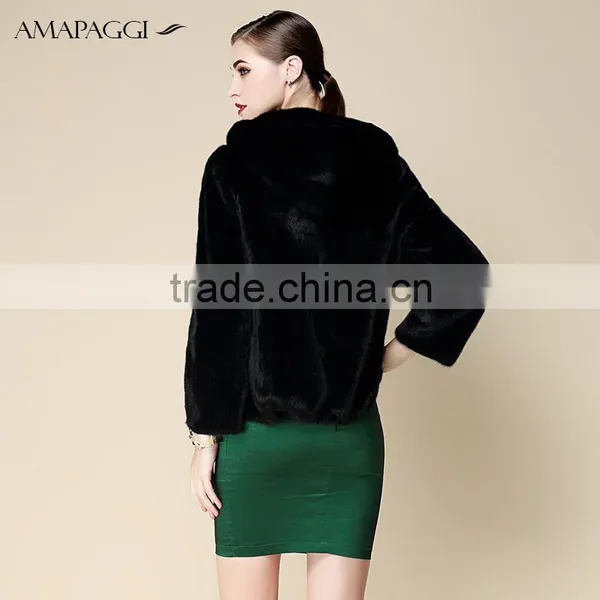 Wholesale Fashion Short Mink Fur Coat Hooded photo-2