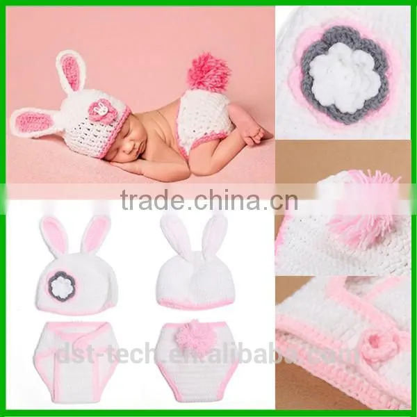 Rabbit Shape Baby Photography Props Cotton Yarn Baby Costume photo-3