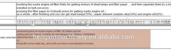 Scrap Fuel Filter Recycle Processing Machine for Getting Waste Engine Oil and Steel Lump photo-3