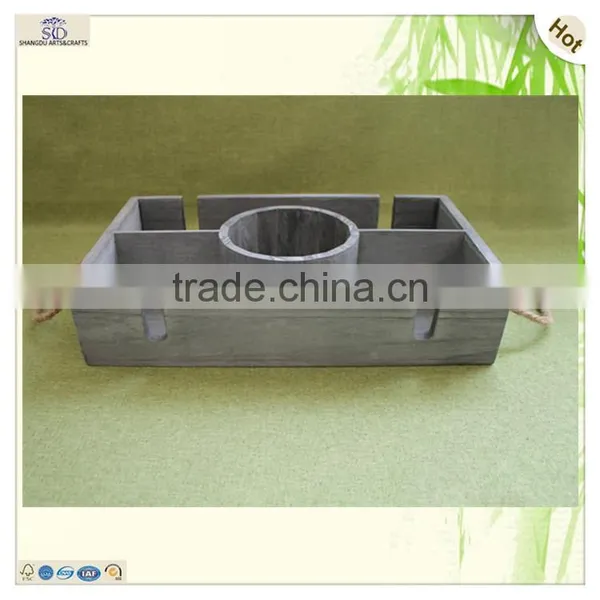 Great Quality Antique Grids Round Hole Compartment Wooden Tray photo-3