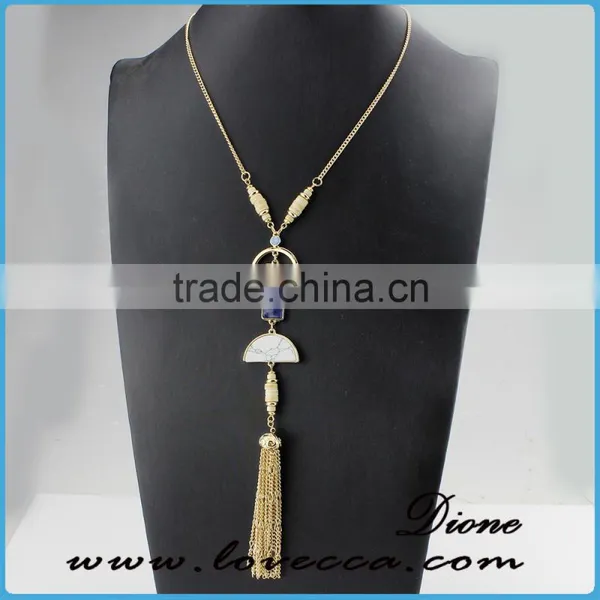 2017 Turquoise Stone Tassel Necklace Long Stone Tassel Necklace photo-3