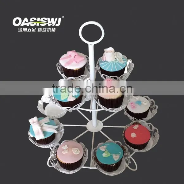 High Quality Online Shopping Mental Cupcake Stand / Customized 2 Tiers Flower Shape Cake Display photo-2
