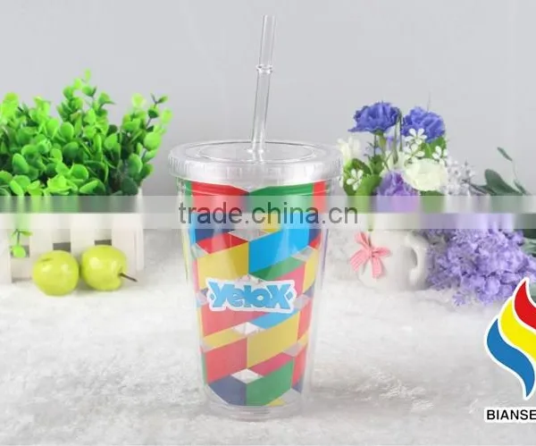 16oz Double Wall Personalized Acrylic Tumbler With Straw photo-6