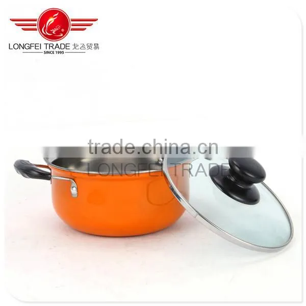 Best Selling Colorful16-24cm Stainless Steel Kitchen Use Cookware With Glass Cover/ Cooking Pot/ Cassrole photo-3