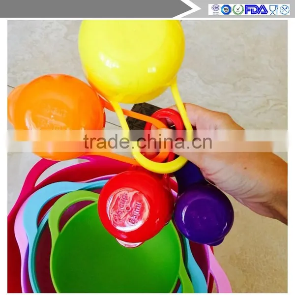 8Pcs/Set Multifunctional Kitchen Rainbow Bowl Measuring Spoon Cup Filter Drain Mixing Salad Food Baking Tools photo-2