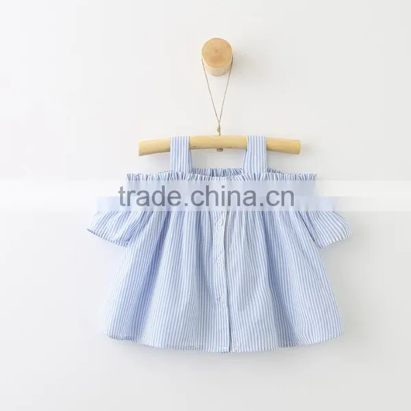 2017 New Fashion Girls Striped off Shoulder Shirt Design With Striola photo-2
