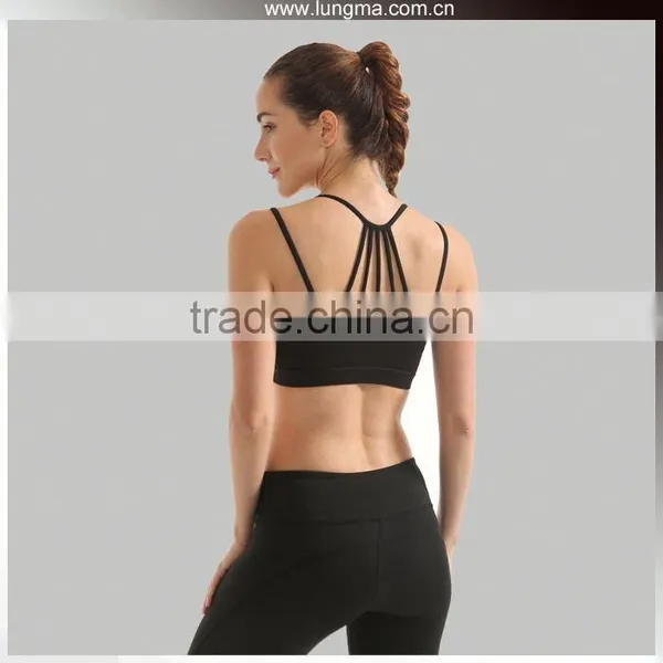 Custom Fitness Running Dri-Fit Padded Full Support Sublimation Strappy Racerback Sports Bra photo-3