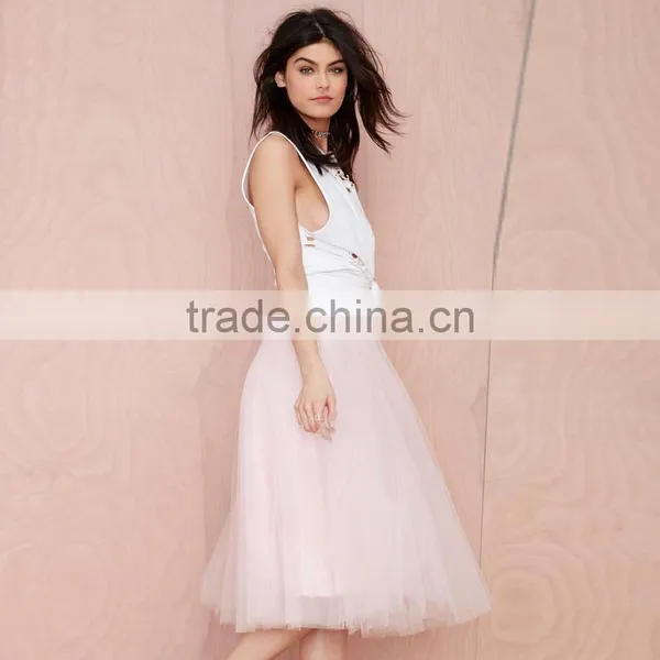 MGOO Fashion Design Korea Style Women Pink Skirts Tutu Ball Gown Mesh Romantic Knee Length Skirts 15146A236 photo-2