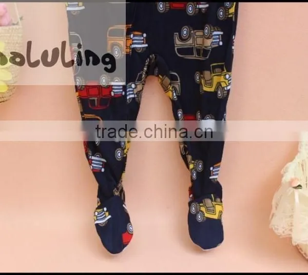 TinaLuLing 100% Cotton Wholesale Baby Winter Footed Pajamas Boys Car Design One Piece Pajamas photo-3