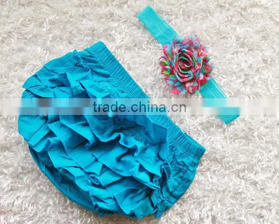 Full Ruffles Baby Underwear Boutique Clothing Solid Color Bloomers Match Headband photo-3
