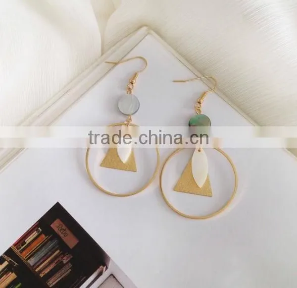 Zm35142a Summer Simple Women Clip on Statement Earrings New Design Shell Hoop Earrings photo-2