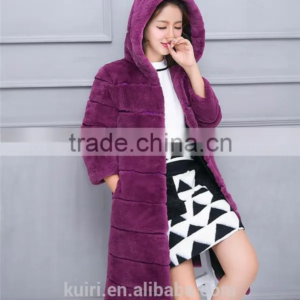 Rex Rabbit Fur Coat With Hood Thick Real Rabbit Fur Coat Winter Jacket for Women Genuine Fur Coat Customize Female Clothing photo-5
